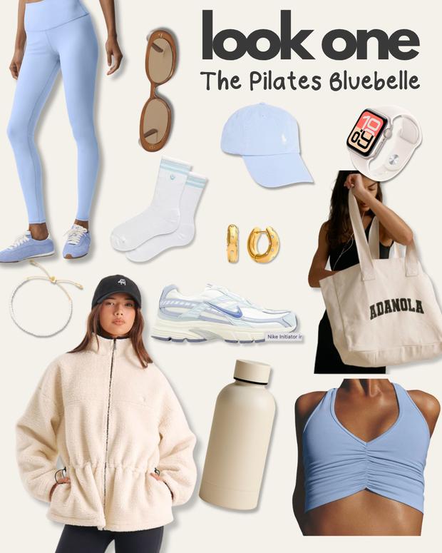Pilates must haves UK 2026 - Look 1 The Pilates Bluebelle flatlay